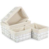 Red Hamper Wicker Set of 4 White Scandi Storage Basket With White Lining
