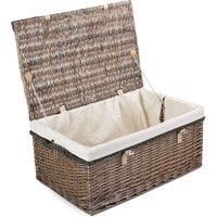 Red Hamper Wicker 62cm Antique Wash Picnic Basket with Cotton Lining in White