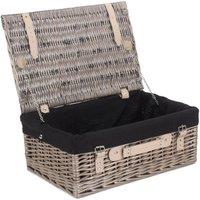 Wicker 45cm Antique Wash Picnic Basket with Cotton Lining