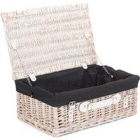 Red Hamper Wicker 45cm White Picnic Basket with Cotton Lining in Black