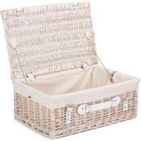 Red Hamper Wicker 45cm White Picnic Basket with Cotton Lining