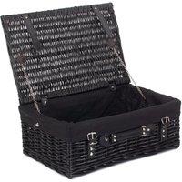 Red Hamper Wicker 46cm Empty Black Willow Picnic Basket With Black Lining