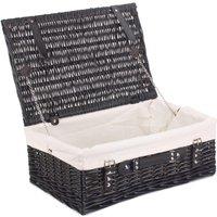 Red Hamper Wicker 45cm Empty Black Willow Picnic Basket with Cotton Lining in White