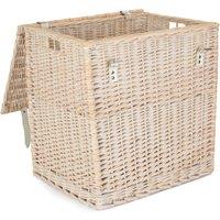 Red Hamper Wicker White Wash Vintner Storage Picnic Basket | Size: Large