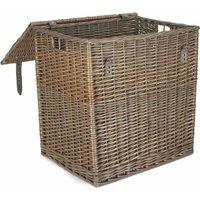 Red Hamper Wicker Antique Wash Vintner Storage Picnic Basket in Grey | Size: Large