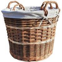 Red Hamper Wicker Set of 2 Cotton Lined Log Baskets in Brown