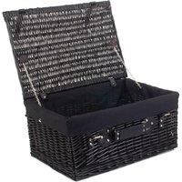 Red Hamper Wicker 51cm Empty Black Willow Picnic Basket With Black Lining