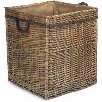 Red Hamper Medium Antique Wash Square Storage Log Basket in Light Brown