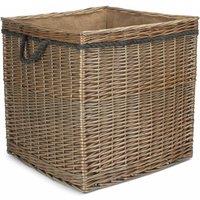 Red Hamper Large Antique Wash Square Storage Log Basket in Light Brown