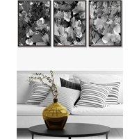 ARTZE Set of 3 Black Framed Abstract Wild Garden Flowers in Black & Grey Wall Art | Size: W33 cm x H45 cm x D20mm
