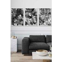ARTZE Set of 3 White Framed Abstract Wild Garden Flowers in Black & Grey Wall Art | Size: W33 cm x H45 cm x D20mm