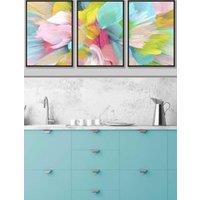 ARTZE Set of 3 Black Framed Abstract Bright Painted Fractal Wall Art | Size: W45 cm x H62 cm x D20mm