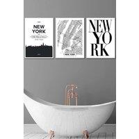 ARTZE NEW YORK Skyline Street Map City Prints Framed Wall Art - Medium in White | Size: W45 cm x H62 cm x D20mm