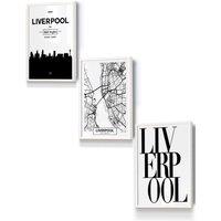 ARTZE LIVERPOOL Skyline Street Map City Prints Framed Wall Art - Small in White | Size: W33 cm x H45 cm x D20mm