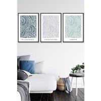 ARTZE Set of 3 Black Framed William Morris Vintage Larkspur Spring Colours Wall Art | Size: W33 cm x H45 cm x D20mm