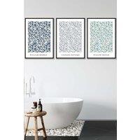 ARTZE Set of 3 Black Framed Blue Green Grey William Morris Vintage Willow Floral Wall Art in Mid Blue | Size: W33 cm x H45 cm x D20mm