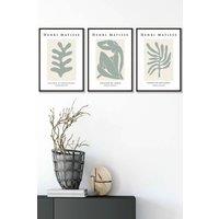 ARTZE Matisse Floral & Nude in Green & Beige Framed Wall Art - Medium in Black | Size: W45 cm x H62 cm x D20mm