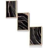 ARTZE Abstract Black Grey Gold Strokes Framed Wall Art - Small in Metallic Gold | Size: W33 cm x H45 cm x D20mm