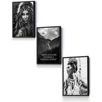 ARTZE Warrior Women Photo Art Quote Framed Wall Art - Small in Black | Size: W33 cm x H45 cm x D20mm