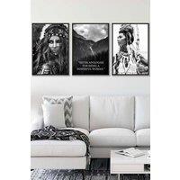 ARTZE Warrior Women Photo Art Quote Framed Wall Art - Large in Black | Size: W53 cm x H73 cm x D20mm