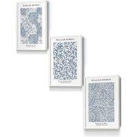 ARTZE Framed Blue William Morris Vintage Floral Framed Wall Art - Small in White | Size: W33 cm x H45 cm x D20mm