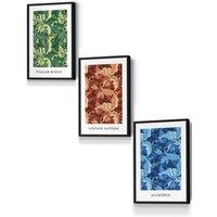 ARTZE Framed Blue, Green Brown William Morris Floral Framed Wall Art - Small in Black | Size: W33 cm x H45 cm x D20mm