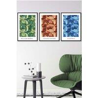 ARTZE Framed Blue, Green Brown William Morris Floral Framed Wall Art - Medium in Black | Size: W45 cm x H62 cm x D20mm