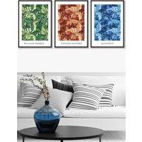 ARTZE Framed Blue, Green Brown William Morris Floral Framed Wall Art - Large in Black | Size: W53 cm x H73 cm x D20mm