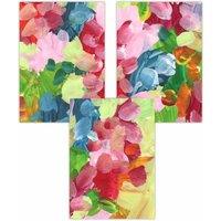 ARTZE Set of 3 Abstract Wild Garden Flowers in Blue & Pink Art Posters | Size: W59 cm x H84 cm