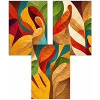 ARTZE Set of 3 Abstract Colourful Retro Textured Shapes Art Posters | Size: W59 cm x H84 cm