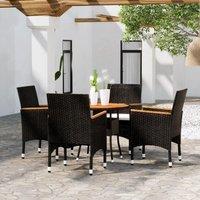 Berkfield Home 5 Piece Garden Bistro Set Poly Rattan & Solid Wood Black