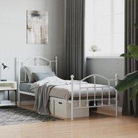 Berkfield Home Metal Bed Frame with Headboard & Footboard White 90x190 cm Single