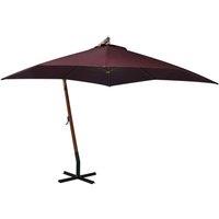 Berkfield Home Hanging Parasol with Pole Bordeaux Red 3x3 m Solid Fir Wood