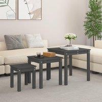 Berkfield Home Nesting Tables 3 pcs Grey Solid Wood Pine