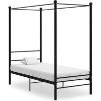 Berkfield Home Canopy Bed Frame Black Metal 100x200 cm