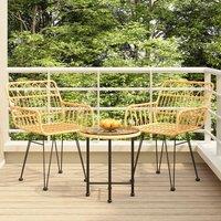 Berkfield Home 3 Piece Garden Dining Set Poly Rattan in Brown