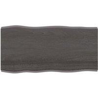 Berkfield Home Table Top Dark Grey 100x50x(2-4) cm Treated Solid Wood Live Edge in Brown