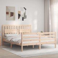 Berkfield Home Bed Frame with Headboard 160x200 cm Solid Wood in Brown