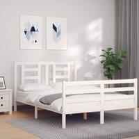 Berkfield Home Bed Frame with Headboard White 140x190 cm Solid Wood