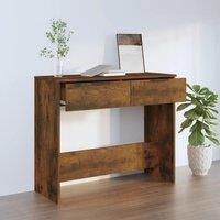 Berkfield Home Console Table Smoked Oak 90x36x75 cm Engineered Wood in Brown | Size: 90 x 36 x 75 cm