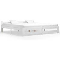 Berkfield Home Bed Frame White Solid Pine Wood 200x200 cm
