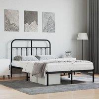 Berkfield Home Metal Bed Frame with Headboard Black 120x200 cm | Size: Small Double