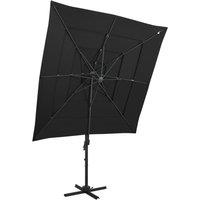 Berkfield Home 4-Tier Parasol with Aluminium Pole Black 250x250 cm
