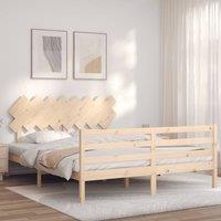 Berkfield Home Bed Frame with Headboard 160x200 cm Solid Wood in Brown