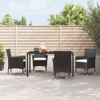 Berkfield Home Garden Chairs with Cushions 4 pcs Black Poly Rattan