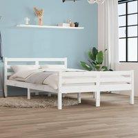 Berkfield Home Bed Frame White Solid Wood 135x190 cm Double