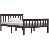 Berkfield Home Bed Frame Dark Brown Solid Pinewood 120x200 cm | Size: Small Double