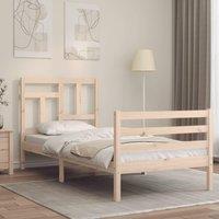 Berkfield Home Bed Frame with Headboard 90x200 cm Solid Wood in Brown