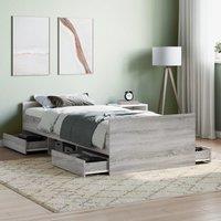 Berkfield Home Bed Frame with Headboard & Footboard Grey Sonoma 90x200 cm