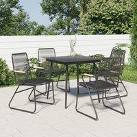 Berkfield Home 5 Piece Garden Dining Set Black PVC Rattan